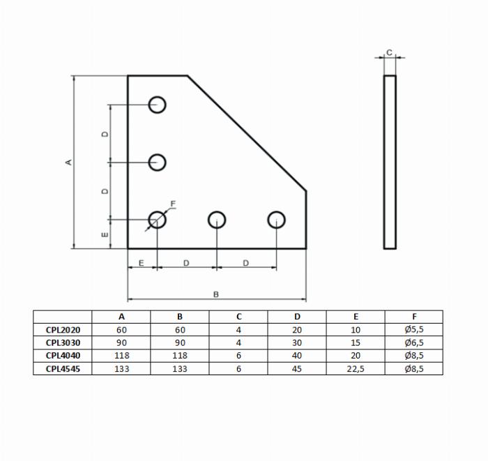 Plaque de connexion -L- Alu elox 2020