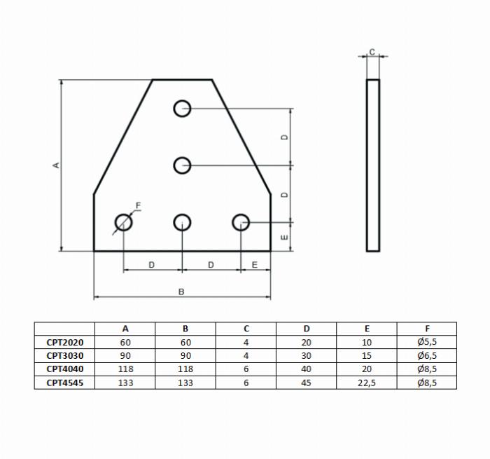 Plaque de connexion -T- Alu elox 3030