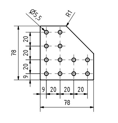 Plaque de connexion L 78x78x3, ACIER découpé au laser