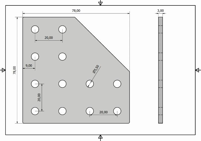 Plaque de connexion L 78x78x3, ACIER découpé au laser