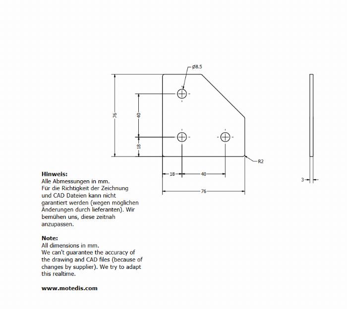 Plaque de connexion en L 76x76, découpée au laser ACIER