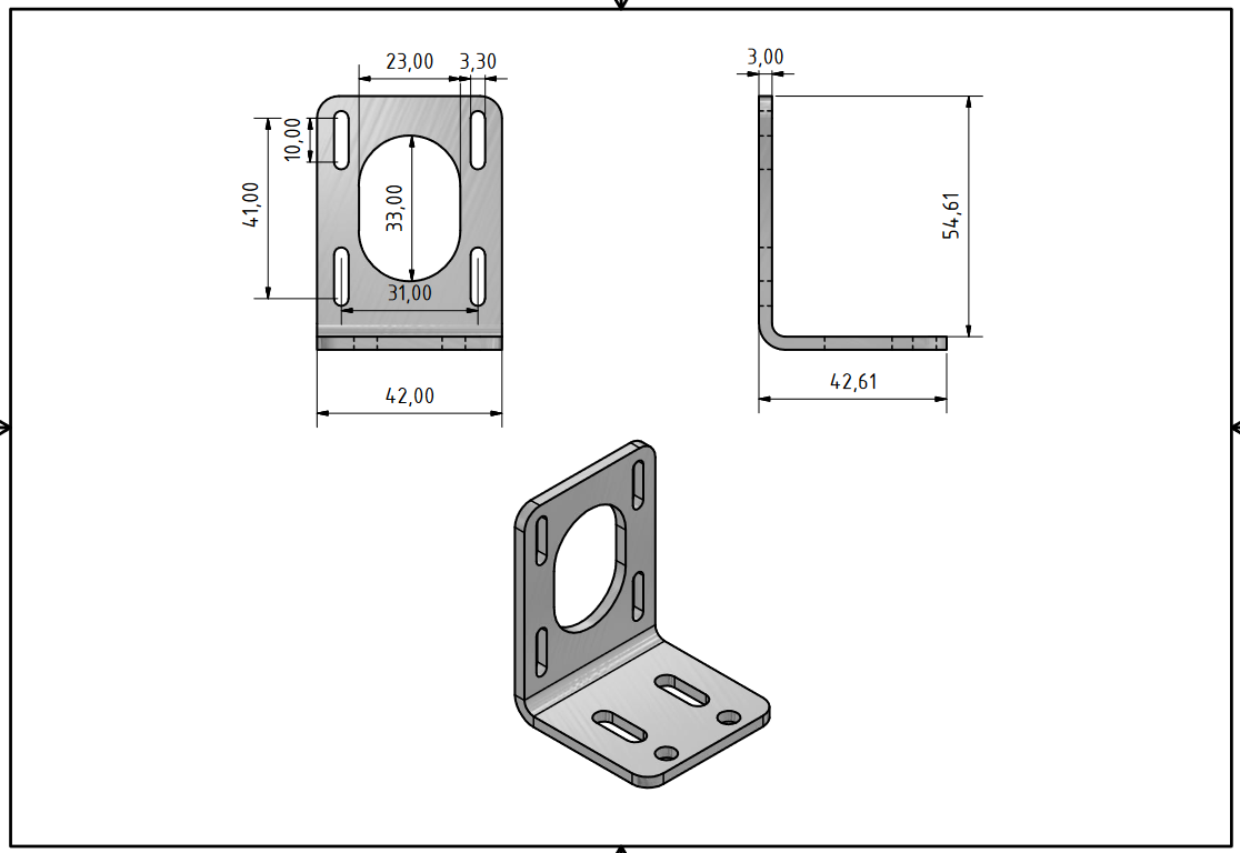 Support moteur trou oblong ACIER découpé au laser Nema 17 t=3mm