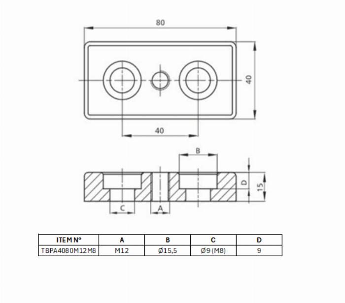 Transport et plaque de base 40x80 [M12]