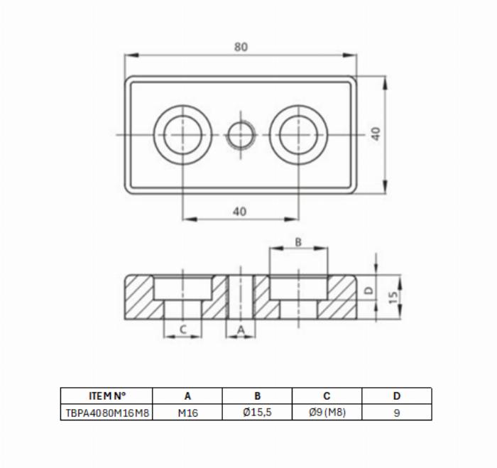 Transport et plaque de base 40x80 [M16]