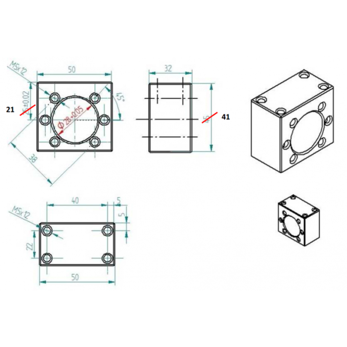 Broche cage de l'écrou HSFU1605-DM