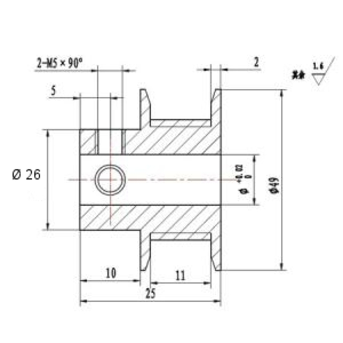 Poulie HTD3M 48 dents pour courroie 9mm large, NEMA 23