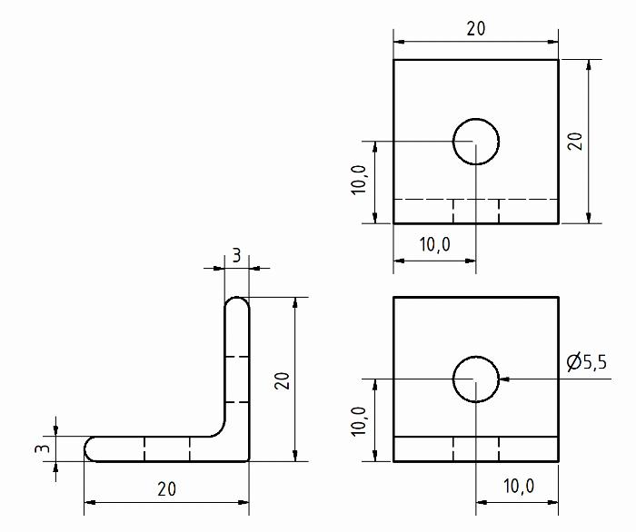 Angle de raccordement 20, acier noir