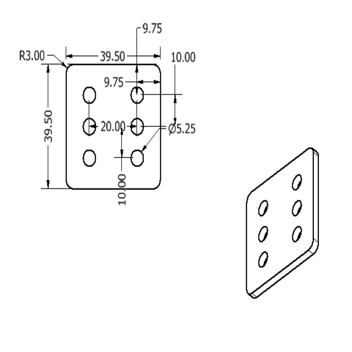 Plaque d'adaptation universelle aluminium laser Nema 17 t=3mm