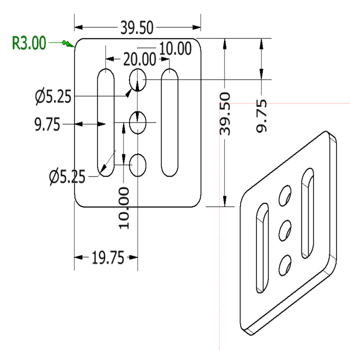 Plaque d‘adaptation universelle V2 Laser Alu Nema 17 t=5mm