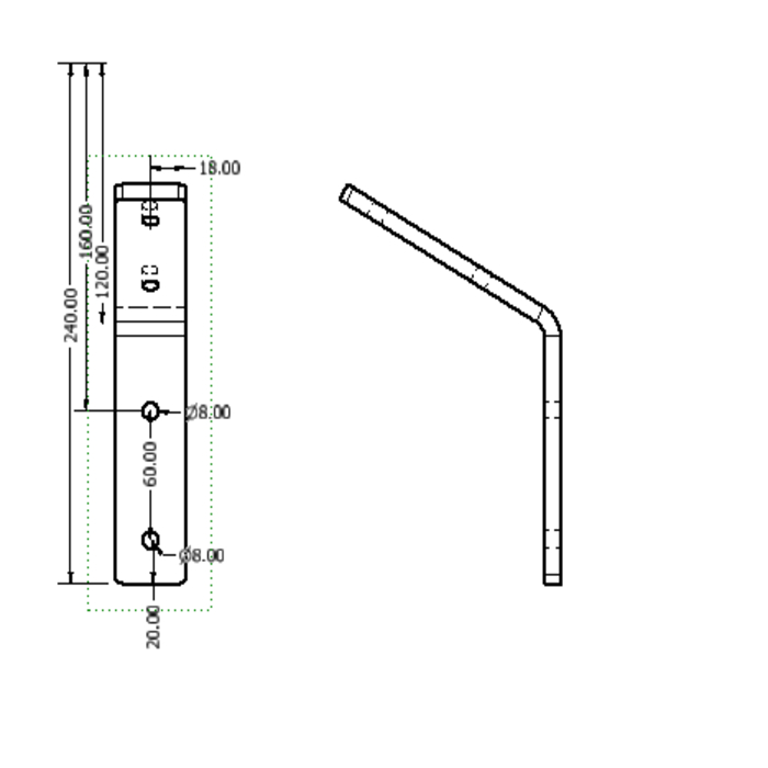 Plaque de connexion Laser Alu 36x240x8 60°