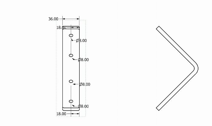 Plaque de connexion Laser Alu 36x240x8 90°