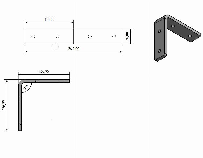 Plaque de connexion Laser Alu 36x240x8 90°