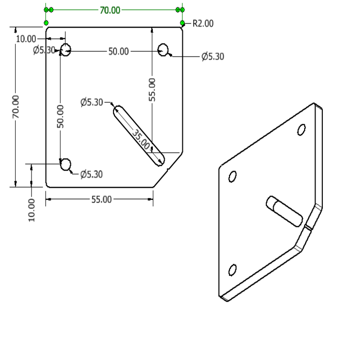 Rainure de poulie de support 5 alu lasérisé t=6mm