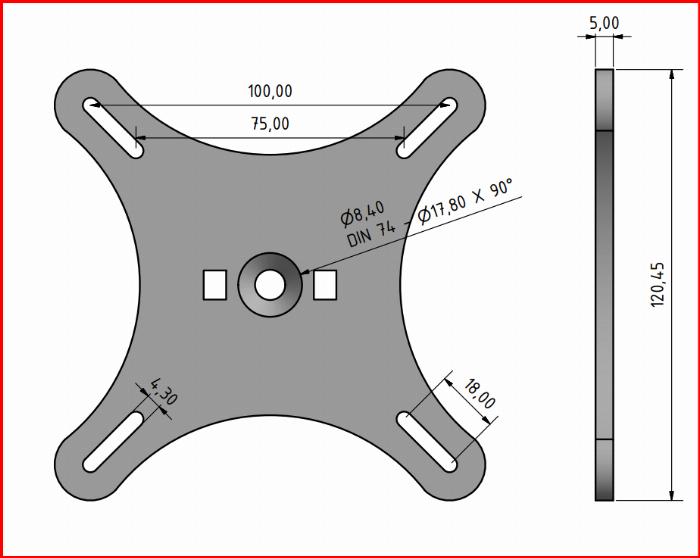 Support moniteur Alu laser VESA 75-100