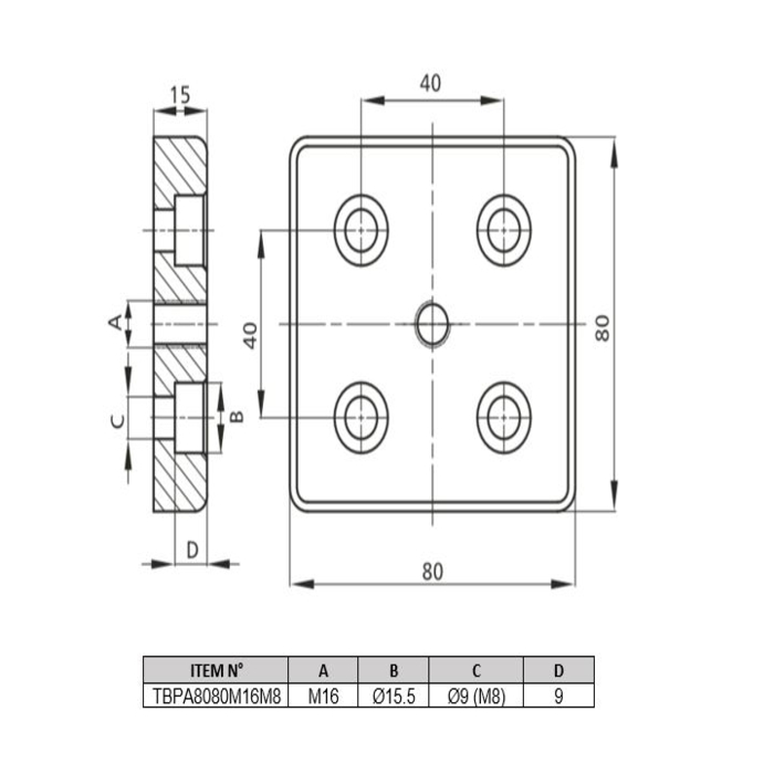 Transport et plaque de base 80x80 [M16]