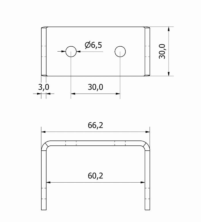 Plaque de connexion en aluminium découpée au laser Joint 30x60 V1