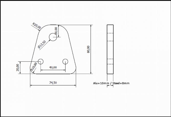 Plaque de connexion Alu laser Pied réglable M12