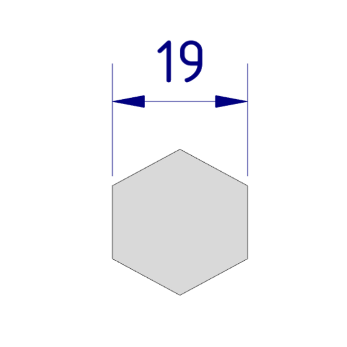 Hexagone en aluminium SW19 longueur 250mm