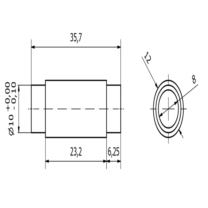 Douille de distance pour palier 8 à 10mm