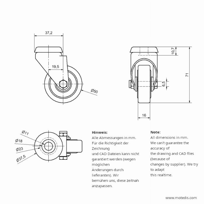 Roue 50 trou de boulon unique sans frein