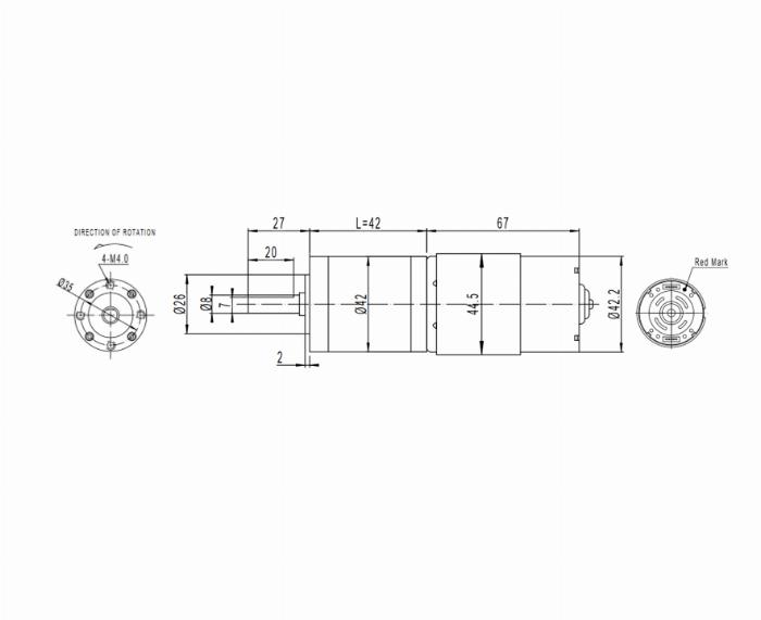 Réducteur planétaire de 42 mm et moteur CC à aimant permanent 9 rpm