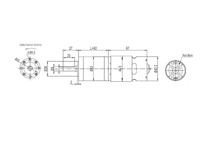 Réducteur planétaire de 62 mm et moteur CC à aimant permanent 140 rpm