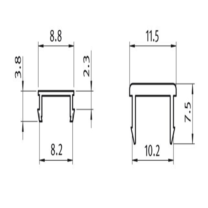 Profilé obturateur Rainure 8 (1 mètre +X)